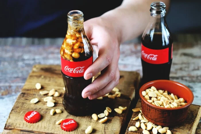 Peanuts and Coke on Table